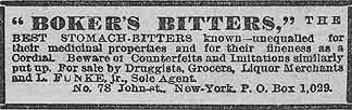 Old Boker's Bitters ad
